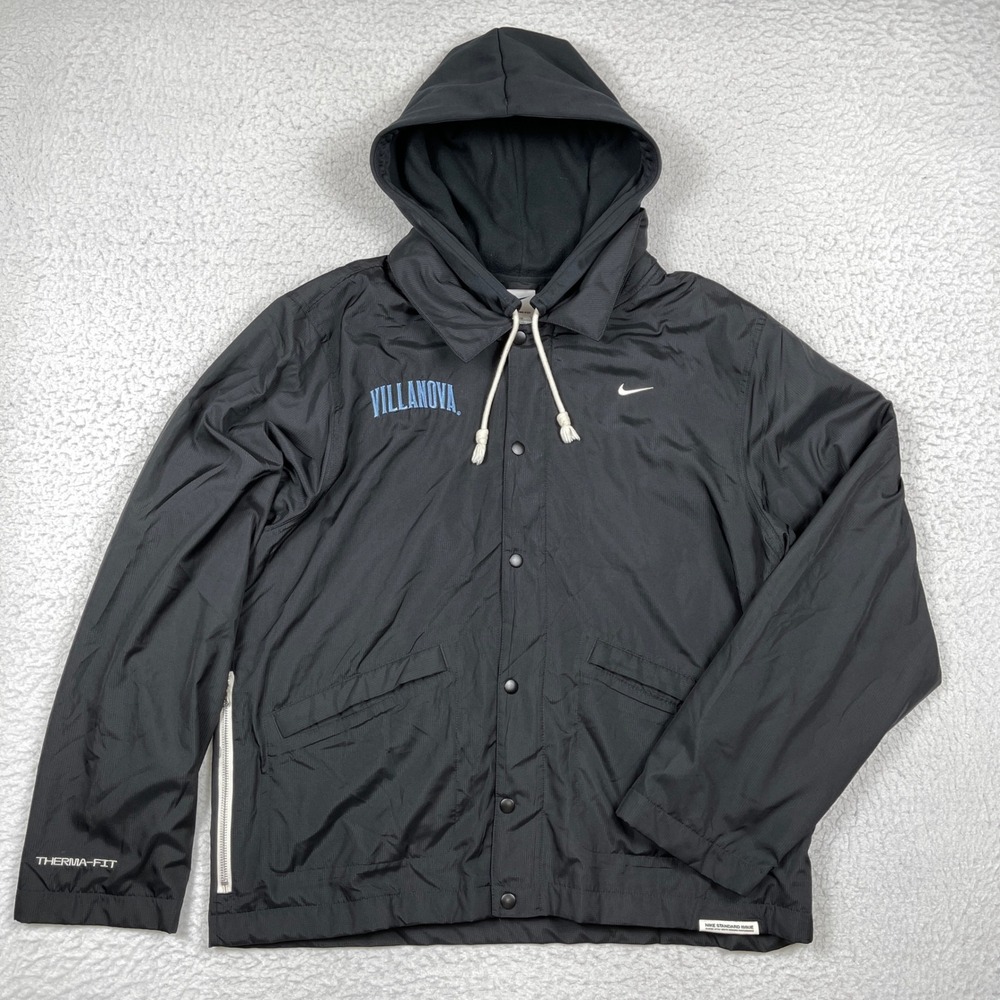 Villanova Wildcats Jacket Mens XL Black Therma-FIT Coaches Hooded NCAA